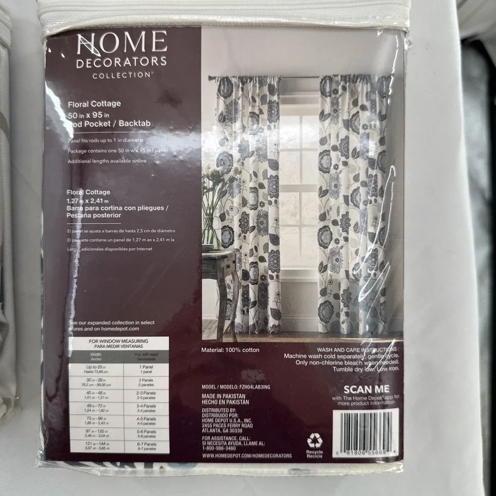 Home Decorators Curtains Floral Cottage 2 Panels Light Filtering Cotton 50